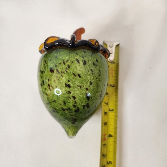 Hand-Blown Glass Acorn-Shaped Ornament Paperweight Green & Brown Speckled Finish - Picture 8 of 8